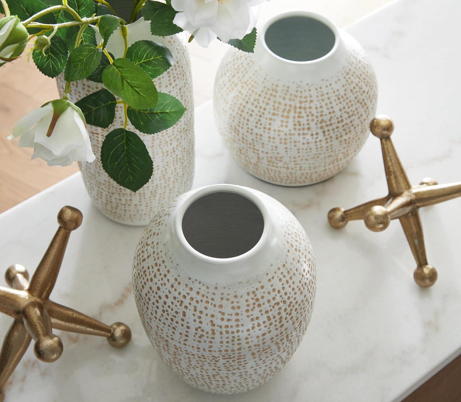 imageSignature Design by Ashley Vinburn Contemporary Indoor Metal Dots Vase and Sculpture Accessory Set Set of 5 Black amp MetallicWhiteGold Finish