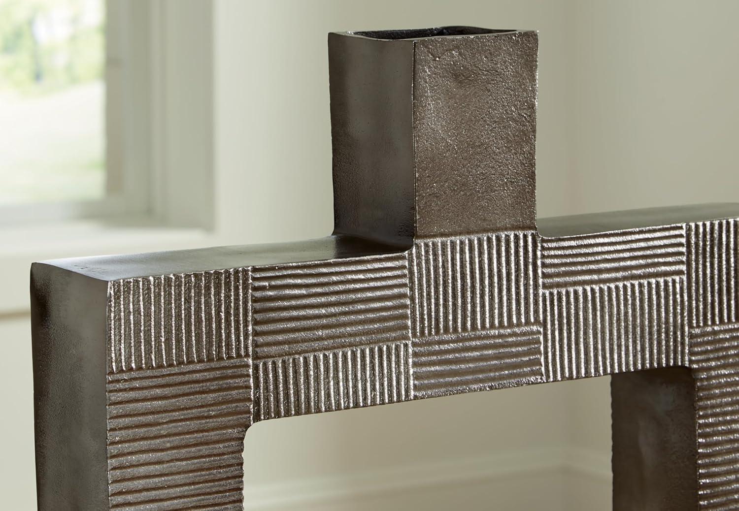 imageSignature Design by Ashley Wrengrove Contemporary Indoor Geometric Patterned Metal Vase GrayLarge
