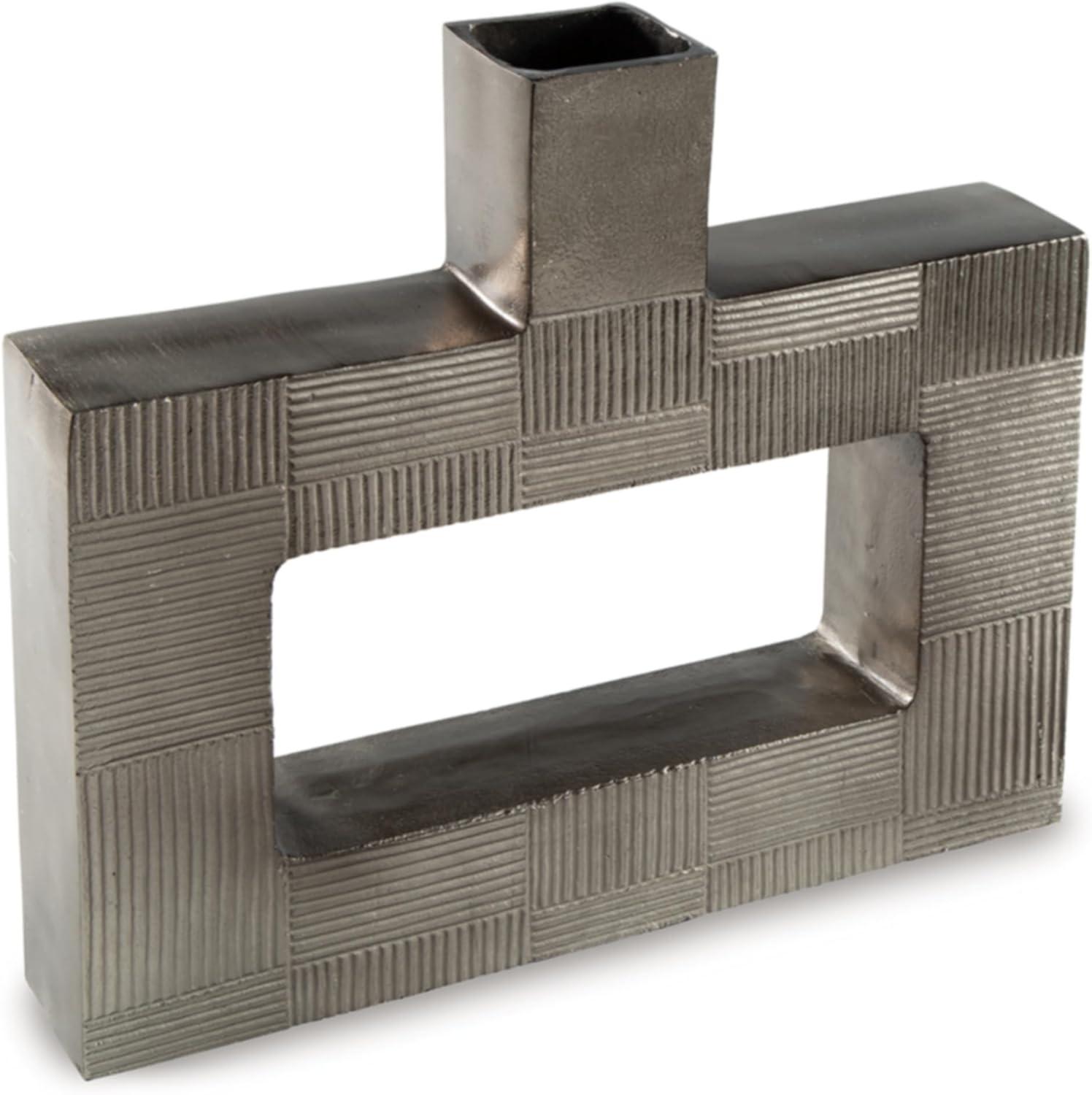 imageSignature Design by Ashley Wrengrove Contemporary Indoor Geometric Patterned Metal Vase GrayLarge