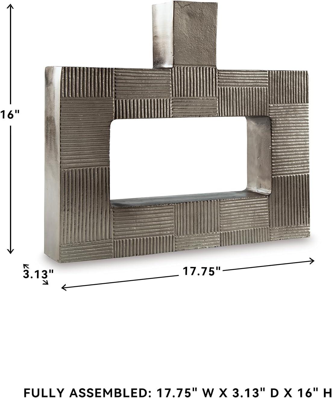 imageSignature Design by Ashley Wrengrove Contemporary Indoor Geometric Patterned Metal Vase GrayLarge