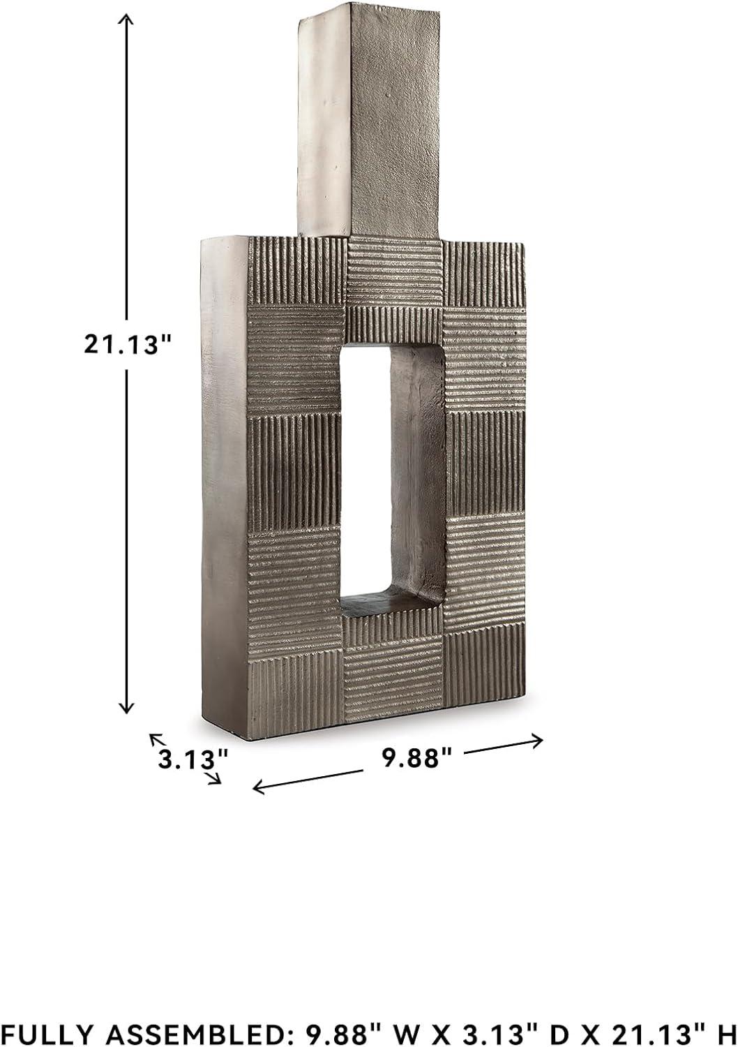 imageSignature Design by Ashley Wrengrove Contemporary Indoor Geometric Patterned Metal Vase GrayMedium