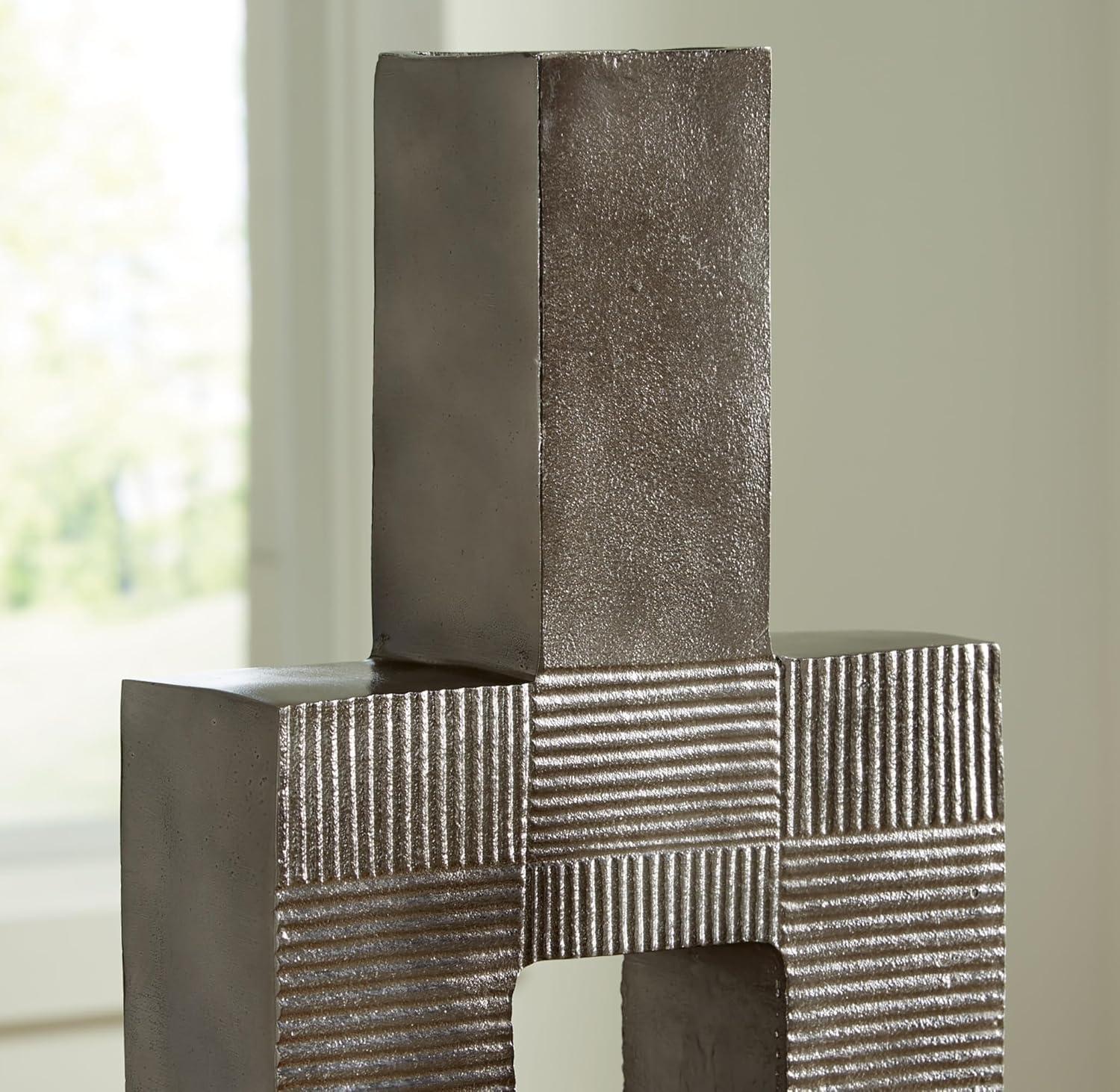 imageSignature Design by Ashley Wrengrove Contemporary Indoor Geometric Patterned Metal Vase GrayMedium