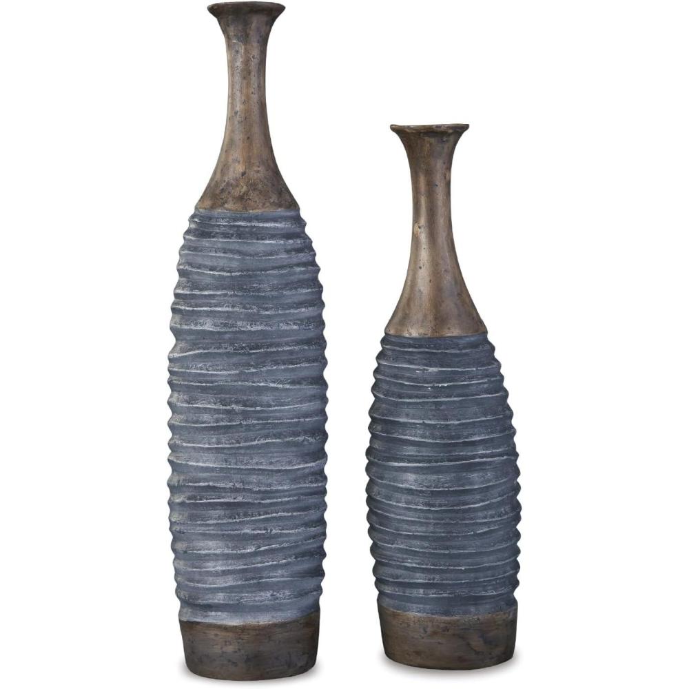 imageSignature Design by Ashley Blayze 2 Piece Decorative Vase Set Antique Gray amp Brown