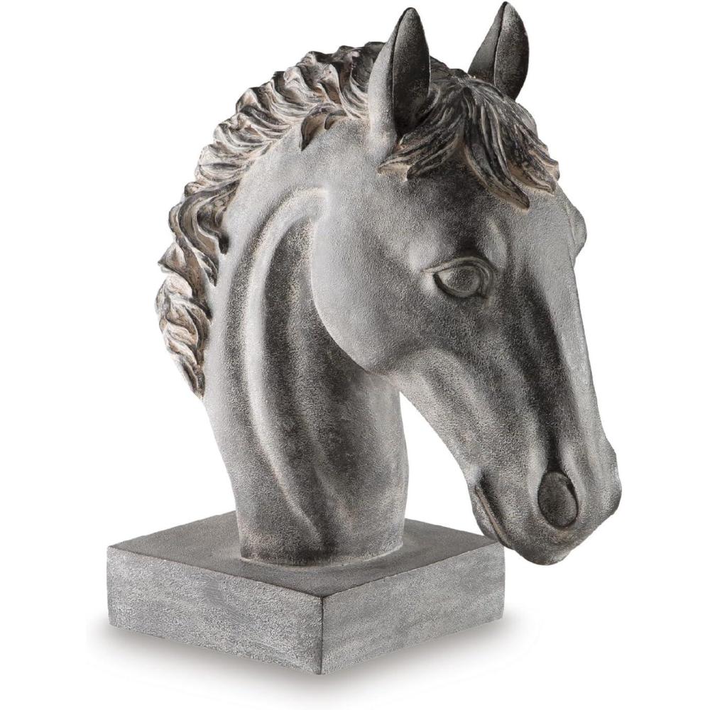 imageSignature Design by Ashley Carnlow Art Deco Polyresin Horse Head Sculpture Light Gray