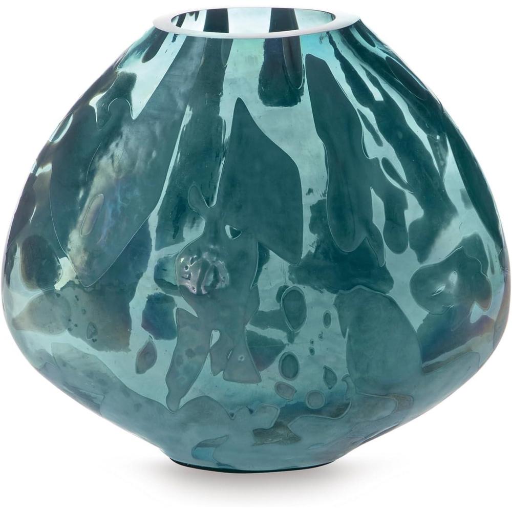 imageSignature Design by Ashley Cartshaw Contemporary Abstract Watertight Glass 1175 Vase GreenGreen
