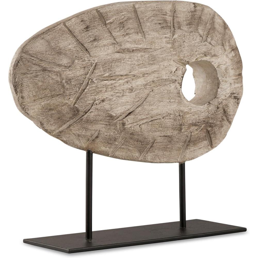 imageSignature Design by Ashley Dashburn Casual Antiqued Wood and Metal 12 Sculpture White amp BlackBrown Black