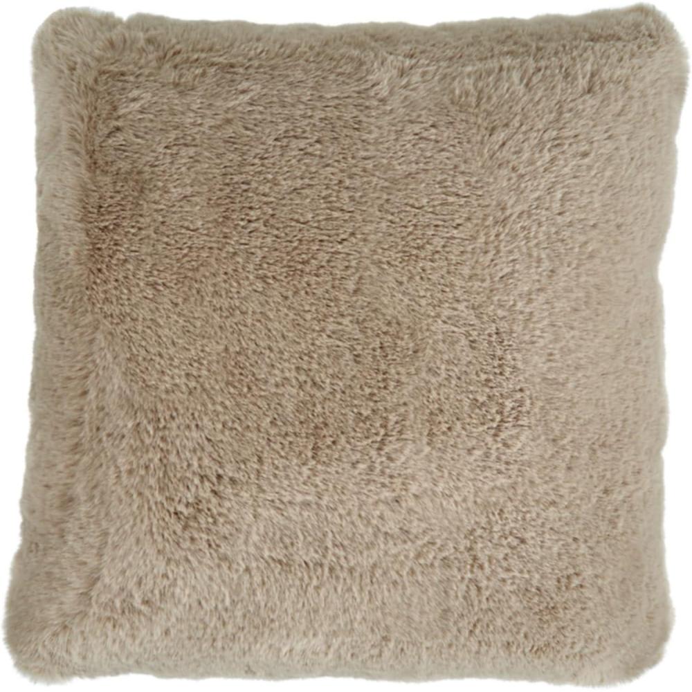 imageSignature Design by Ashley Gariland Modern Square Faux Rabbit Fur Accent Pillow 20 x 20 Inches GrayLight Brown