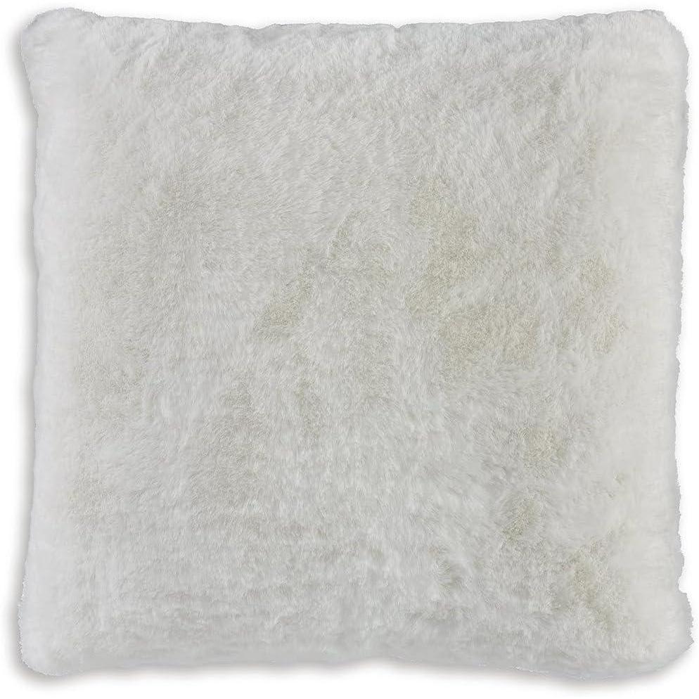 imageSignature Design by Ashley Gariland Modern Square Faux Rabbit Fur Accent Pillow 20 x 20 Inches GrayWhite