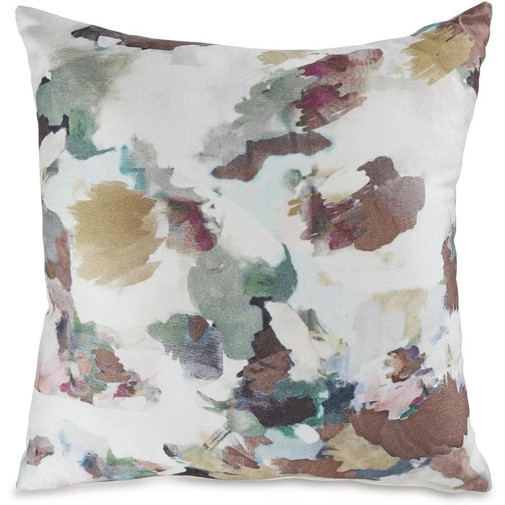 imageSignature Design by Ashley Herston Modern Machine Washable Astract Watercolor Design Accent Pillow with Zipper Closure White amp Green
