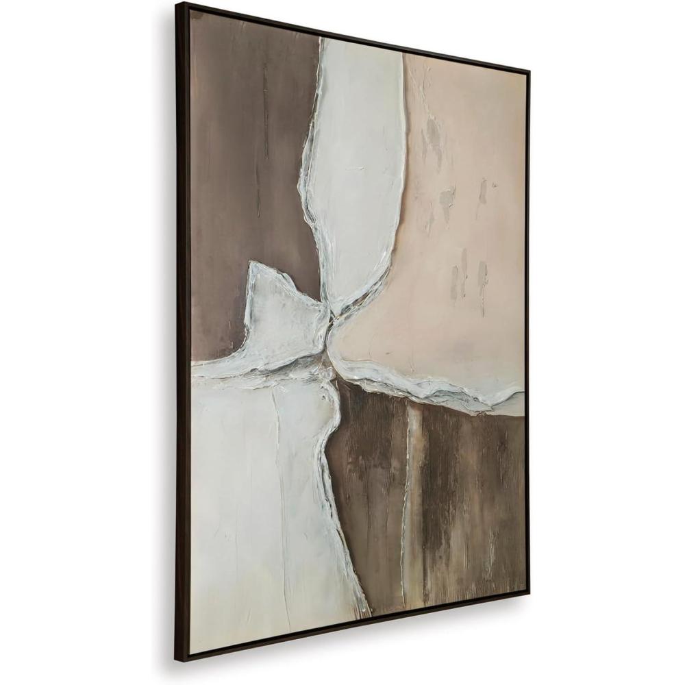 imageSignature Design by Ashley Junward Contemporary Abstract Framed Wall Art 50 x 40 Inches White amp Dark Brown