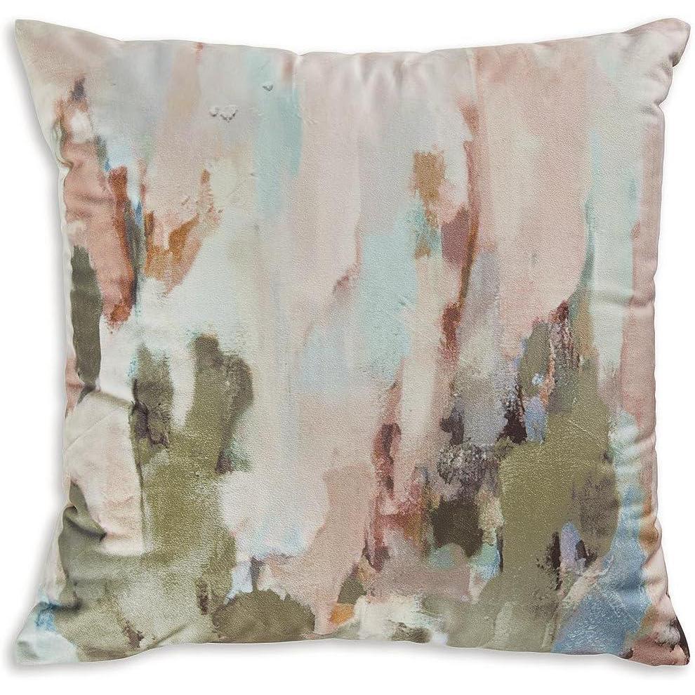 imageSignature Design by Ashley Lauretwood Contemporary Machine Washable Astract Watercolor Design Accent Pillow with Zipper Closure Pink amp Green