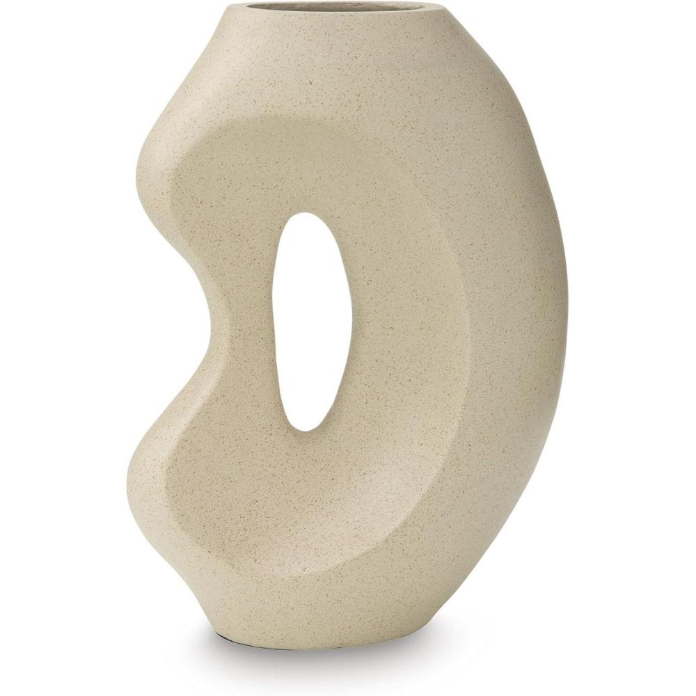 imageSignature Design by Ashley Odion Contemporary Vase with Abstract Design Beige
