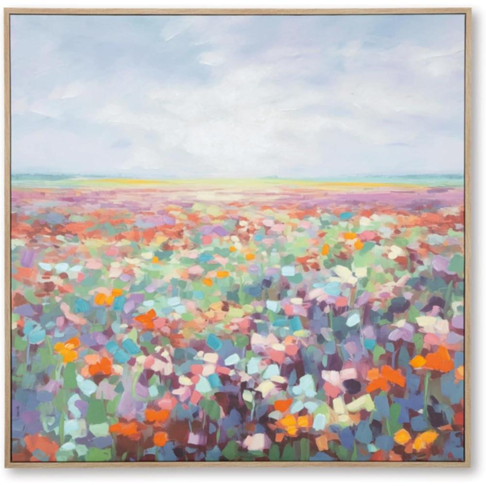 imageSignature Design by Ashley Sethford Classic Hand Painted Flower Wall Art 48 x 48 Inches Blue amp Orange