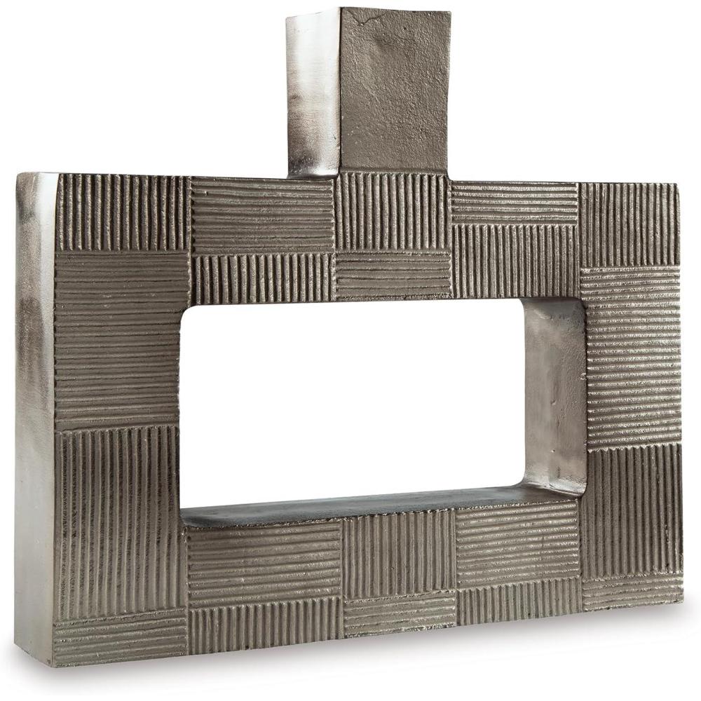 imageSignature Design by Ashley Wrengrove Contemporary Indoor Geometric Patterned Metal Vase GrayLarge
