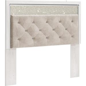Signature Design by Ashley Altyra Queen/Full Glam Upholstered Panel Headboard, White(Queen)