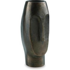 Signature Design by Ashley Elanman Contemporary Indoor 13″ Cast Aluminum Tabletop Vase with Wide Mouth, Gray & Dark Brown(11″)