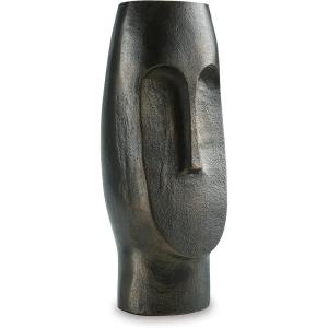 Signature Design by Ashley Elanman Contemporary Indoor 13″ Cast Aluminum Tabletop Vase with Wide Mouth, Gray & Dark Brown(13″)