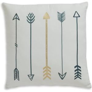 Signature Design by Ashley Gildan Arrow Throw Pillow, 20 x 20 Inches, Teal, White & Gold
