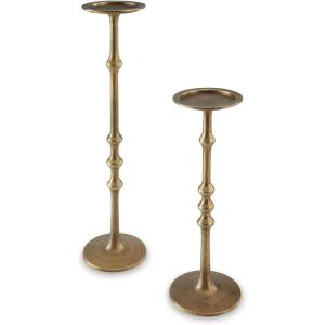 Signature Design by Ashley Larwick Classic Metal Candle Holder Set, Set of 2, Metallic