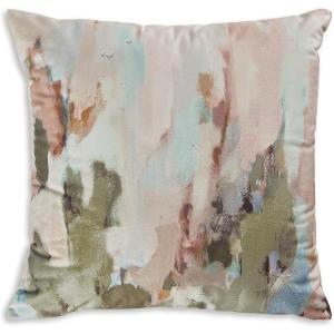 Signature Design by Ashley Lauretwood Contemporary Machine Washable Astract Watercolor Design Accent Pillow with Zipper Closure, Pink & Green