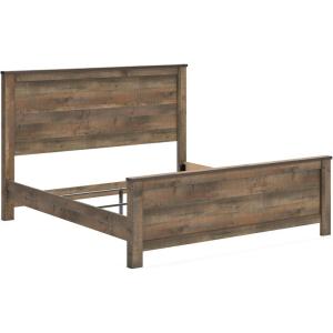 Signature Design by Ashley Trinell Casual Twin Bookcase Platform Bed with 2 Storage Drawers and Nailheads, Foundation or Box Spring Not Needed, Dark Brown(King Panel Bed)