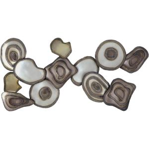 Signature Design by Ashley Worthman Contemporary Metal Abstract Wall Decor 40 x 20 Inches, Dark Brown & Light Gray