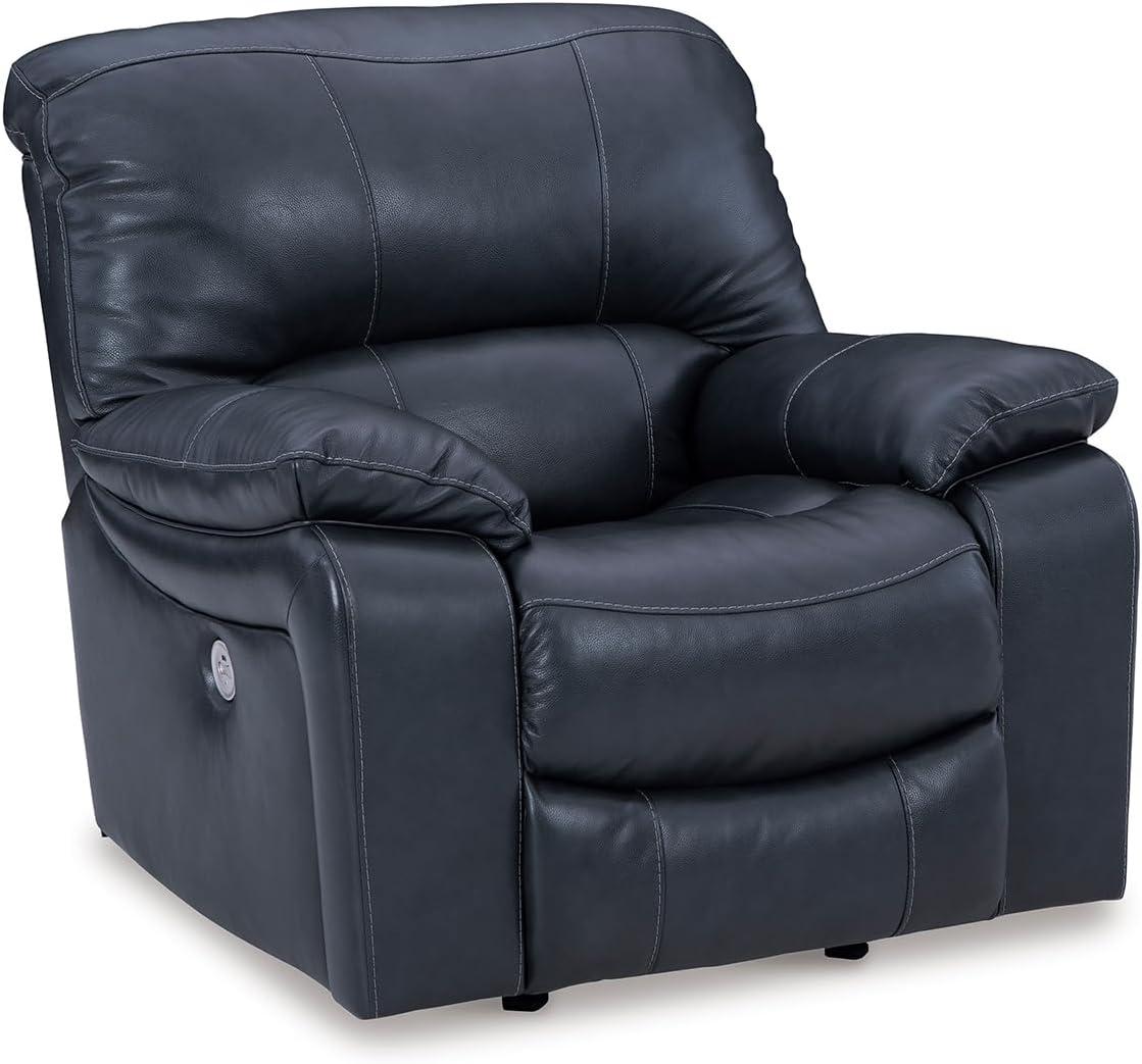 imageSignature Design by Ashley First Base Contemporary Faux Leather Manual Reclining Loveseat GrayBlue