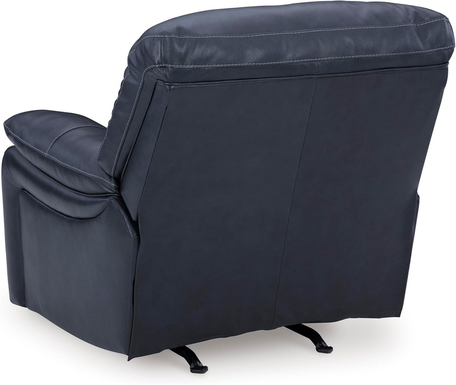 imageSignature Design by Ashley First Base Contemporary Faux Leather Manual Reclining Loveseat GrayBlue