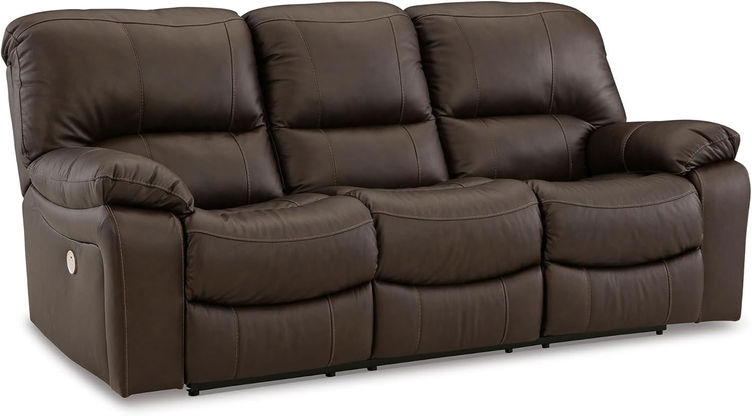 imageSignature Design by Ashley First Base Contemporary Faux Leather Manual Reclining Loveseat GrayBrown