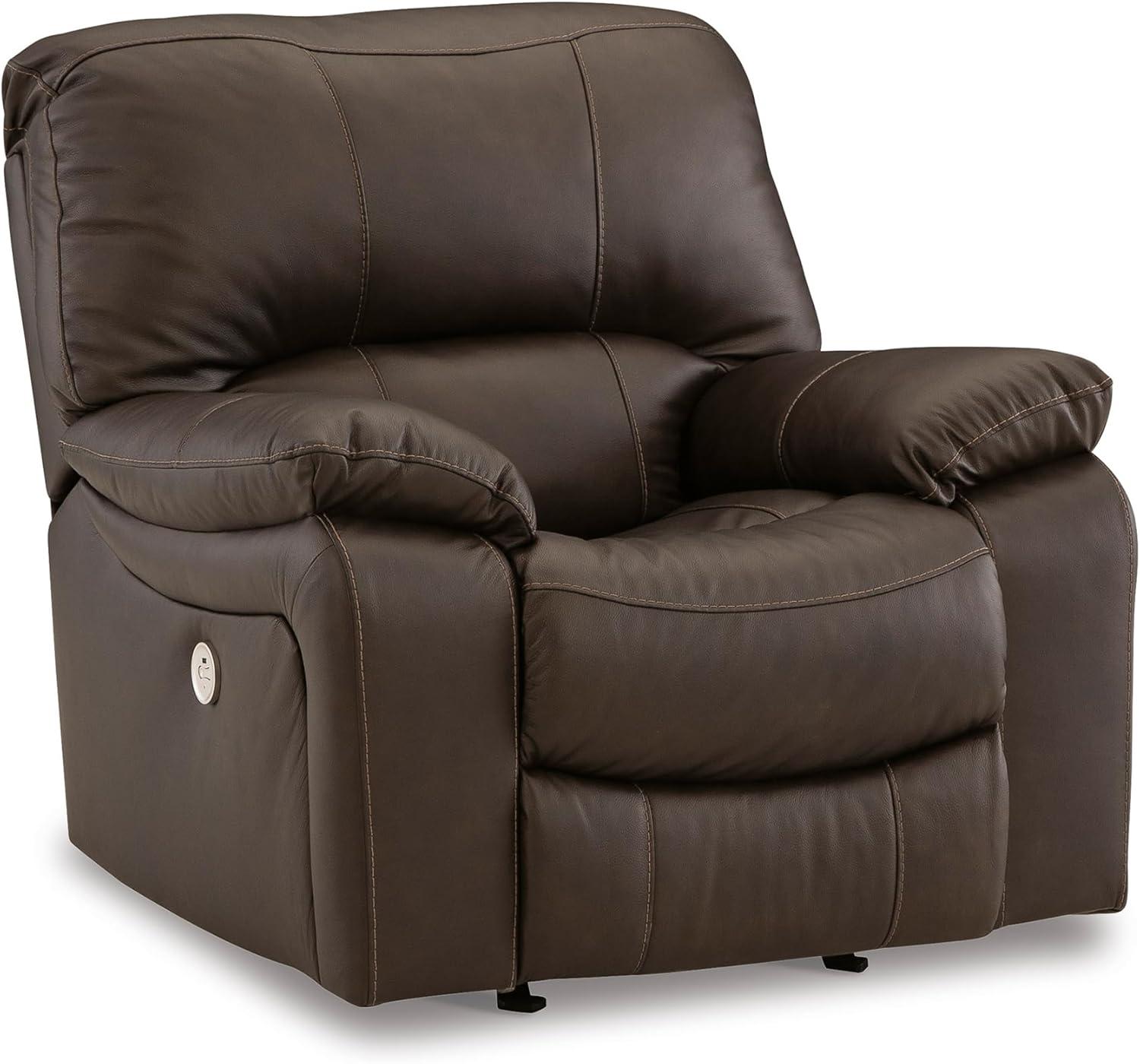 imageSignature Design by Ashley First Base Contemporary Faux Leather Manual Reclining Loveseat GrayBrown