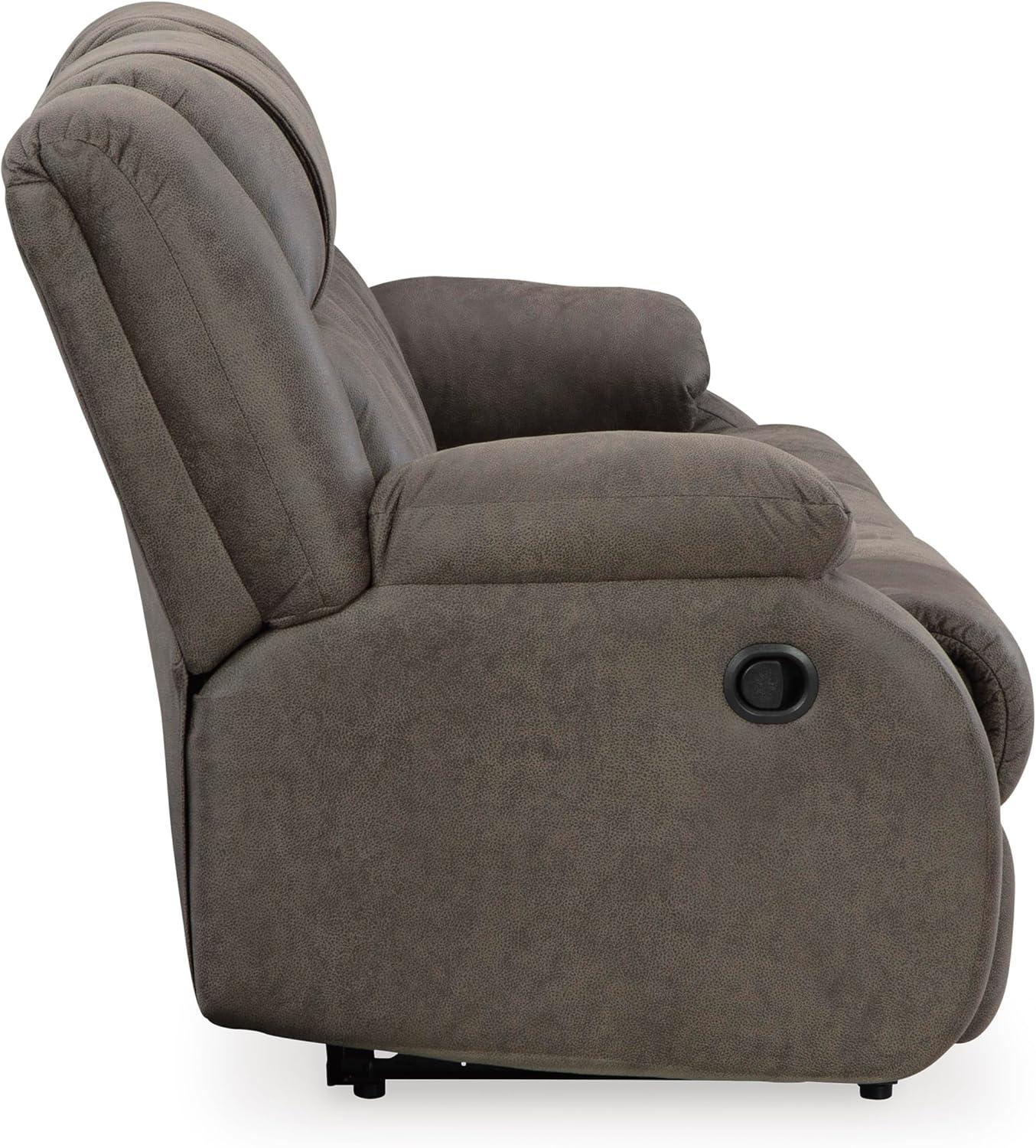 imageSignature Design by Ashley First Base Contemporary Faux Leather Manual Reclining Loveseat GrayGrey