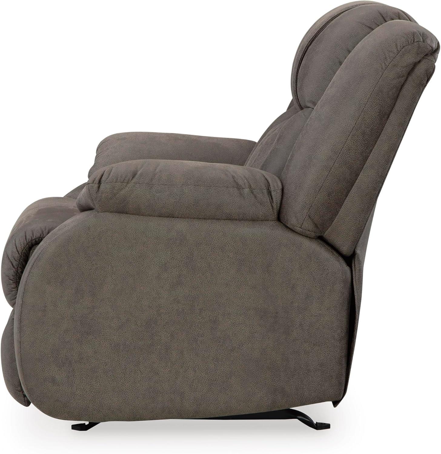 imageSignature Design by Ashley First Base Contemporary Faux Leather Manual Reclining Loveseat GrayGrey