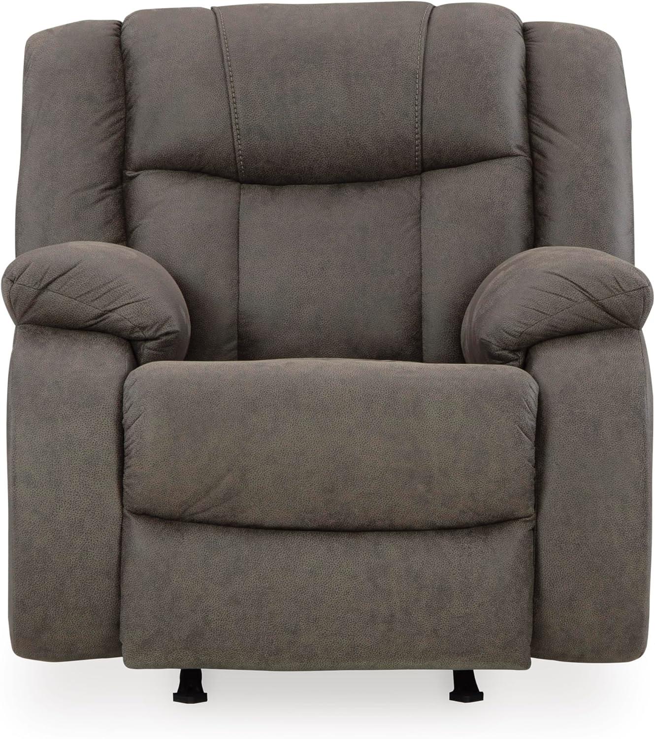 imageSignature Design by Ashley First Base Contemporary Faux Leather Manual Reclining Loveseat GrayGrey