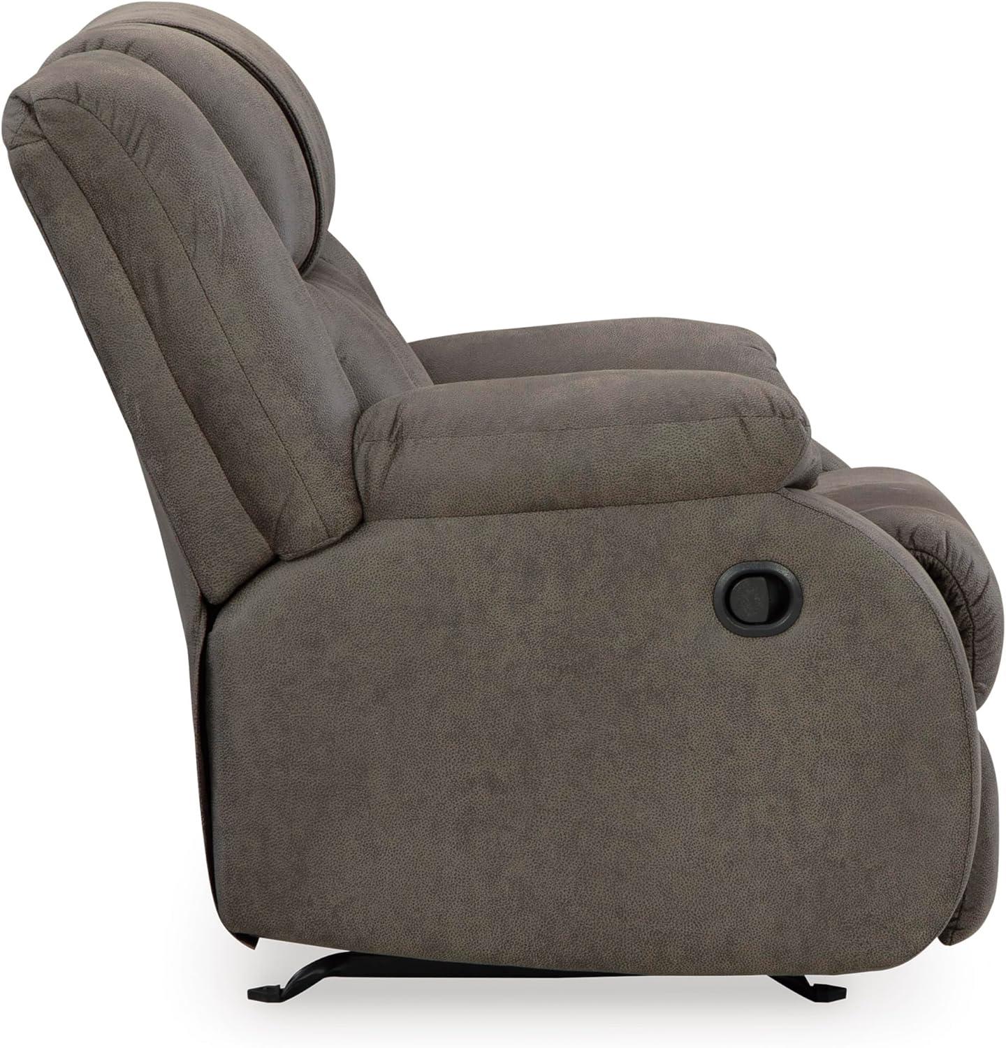 imageSignature Design by Ashley First Base Contemporary Faux Leather Manual Reclining Loveseat GrayGrey