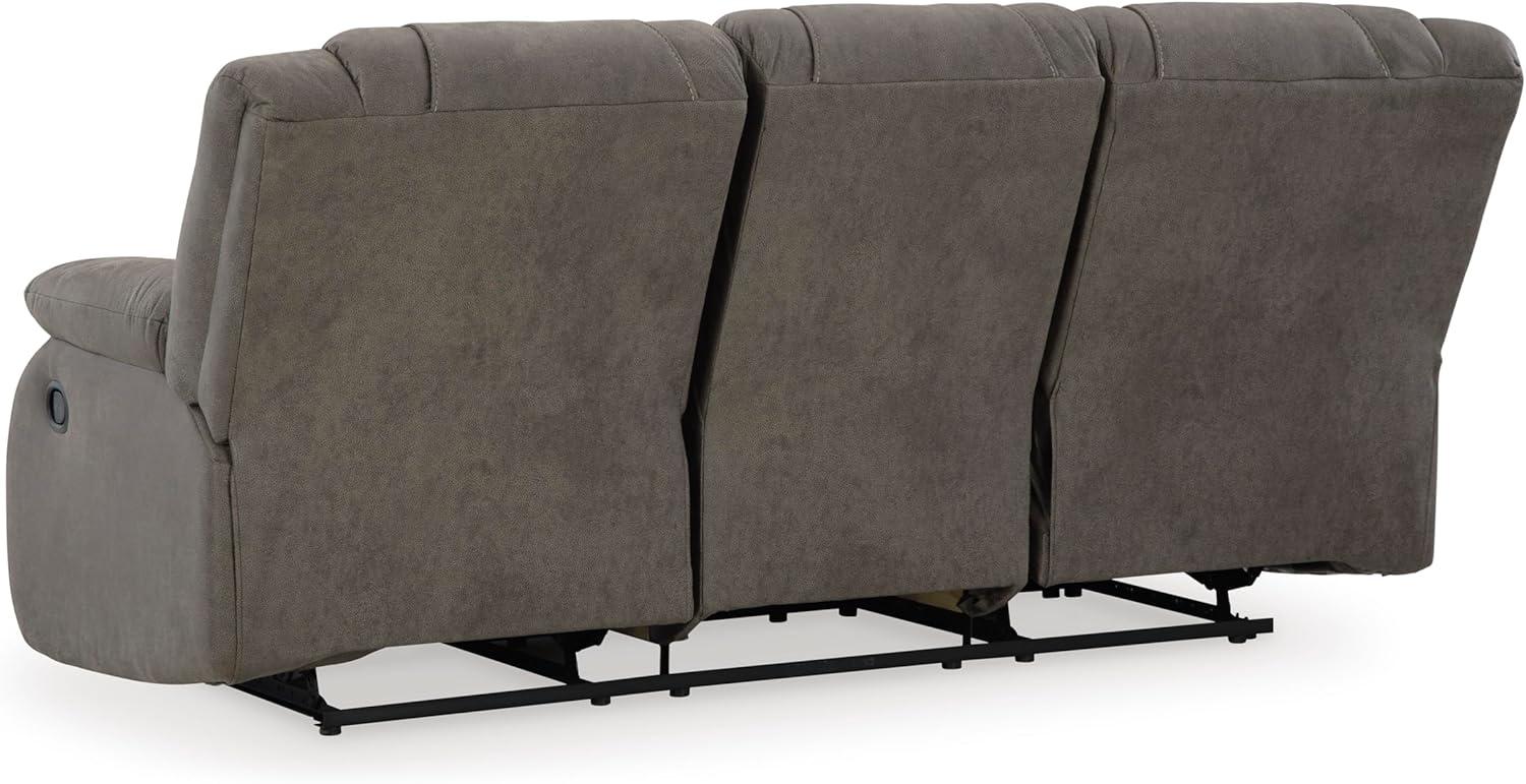 imageSignature Design by Ashley First Base Contemporary Faux Leather Manual Reclining Loveseat GrayGrey