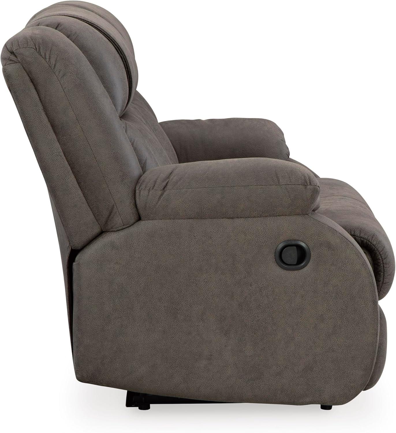 imageSignature Design by Ashley First Base Contemporary Faux Leather Manual Reclining Loveseat GrayGrey