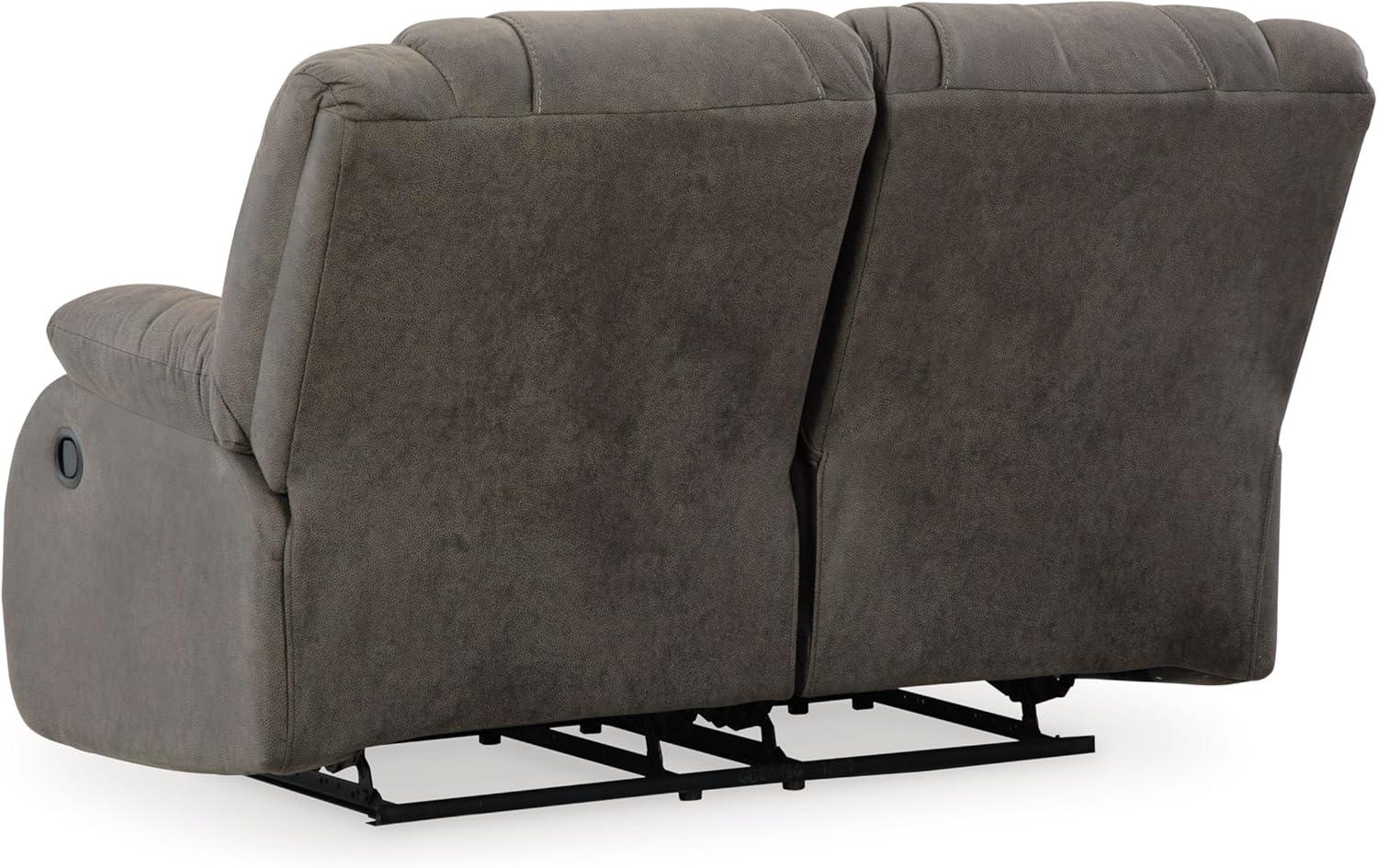 imageSignature Design by Ashley First Base Contemporary Faux Leather Manual Reclining Loveseat GrayGrey
