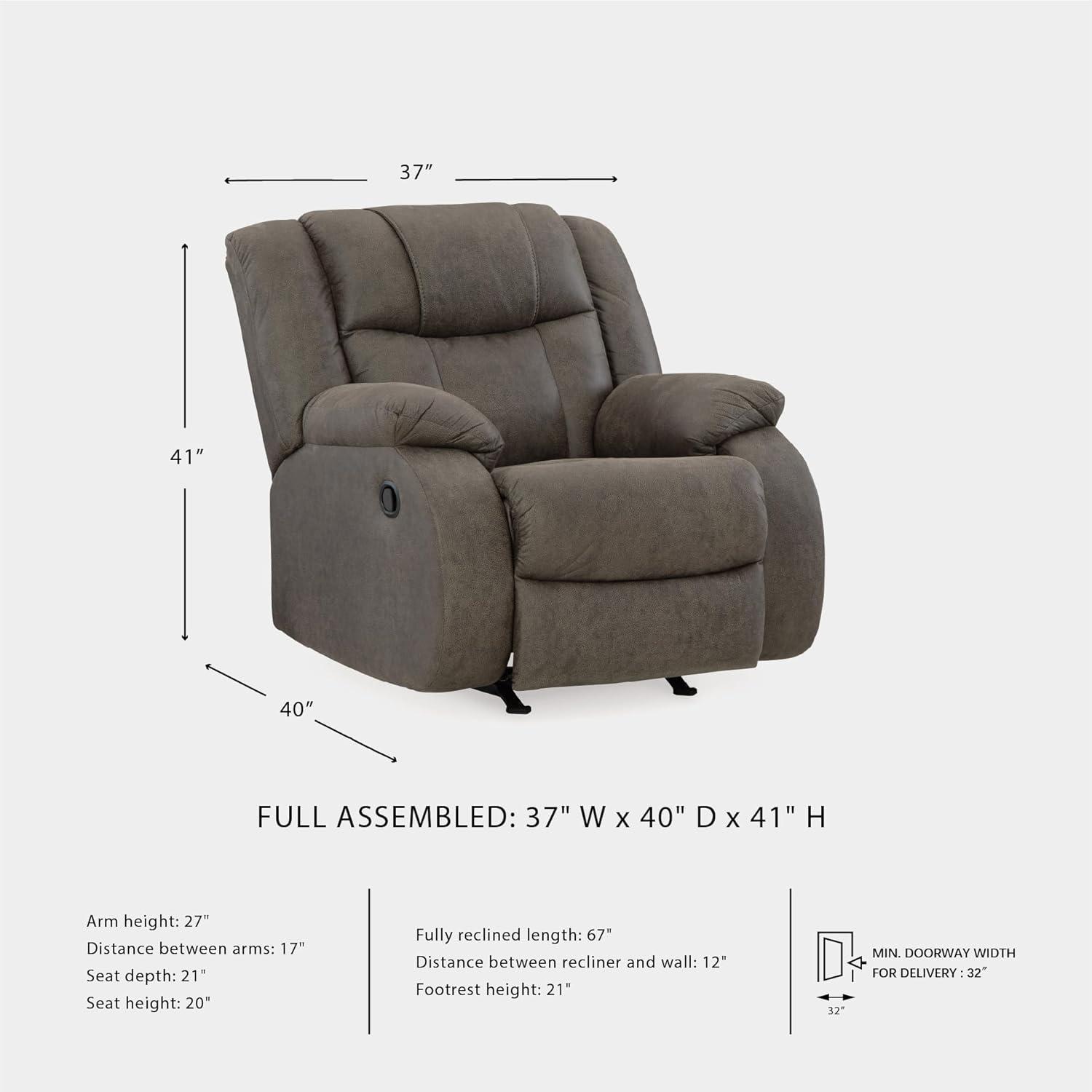 imageSignature Design by Ashley First Base Contemporary Faux Leather Manual Reclining Loveseat GrayGrey
