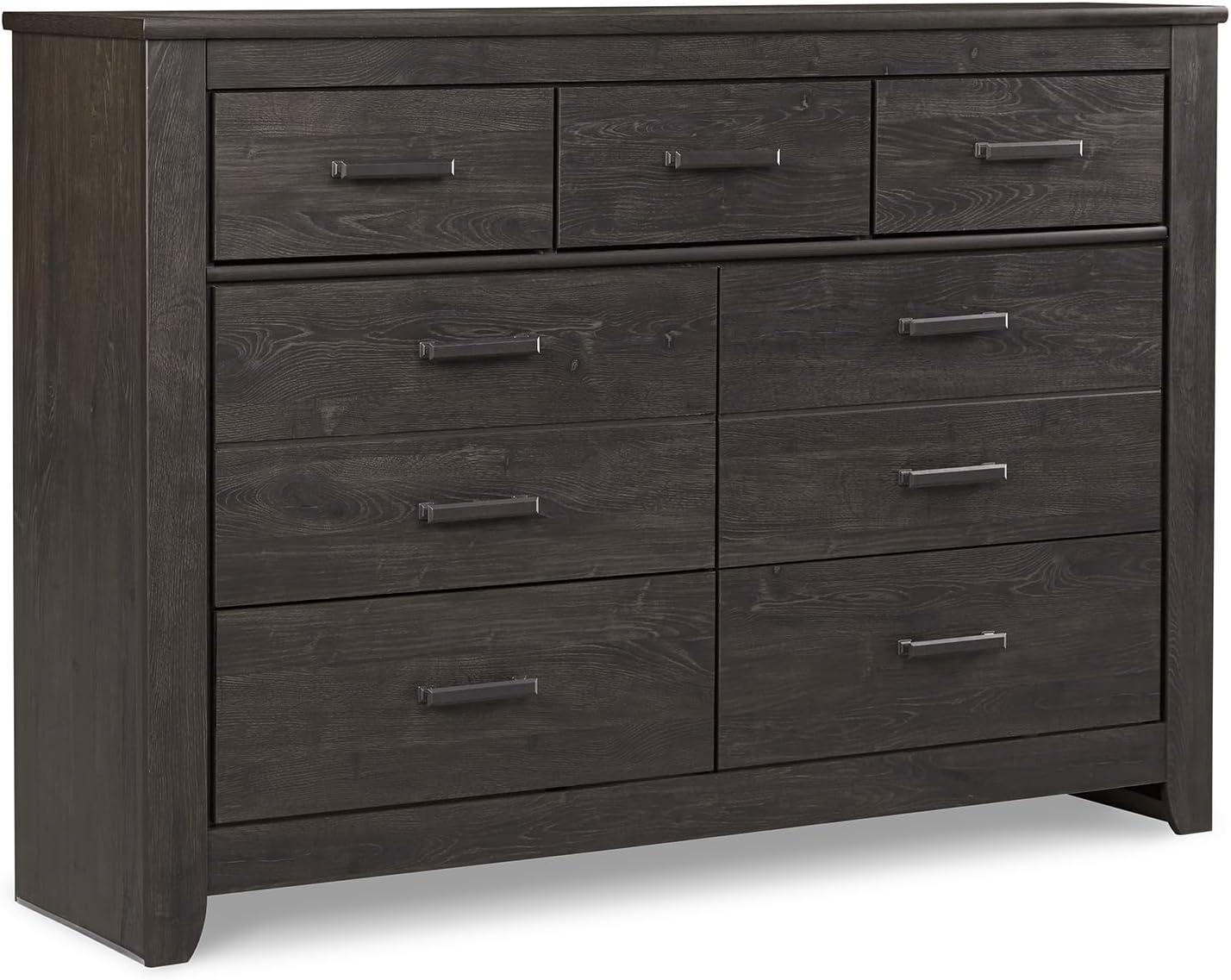 imageSignature Design by Ashley Brinxton Urban SmoothGliding 7Drawer Dresser and Mirror with Safety Stop GrayAlmost Black