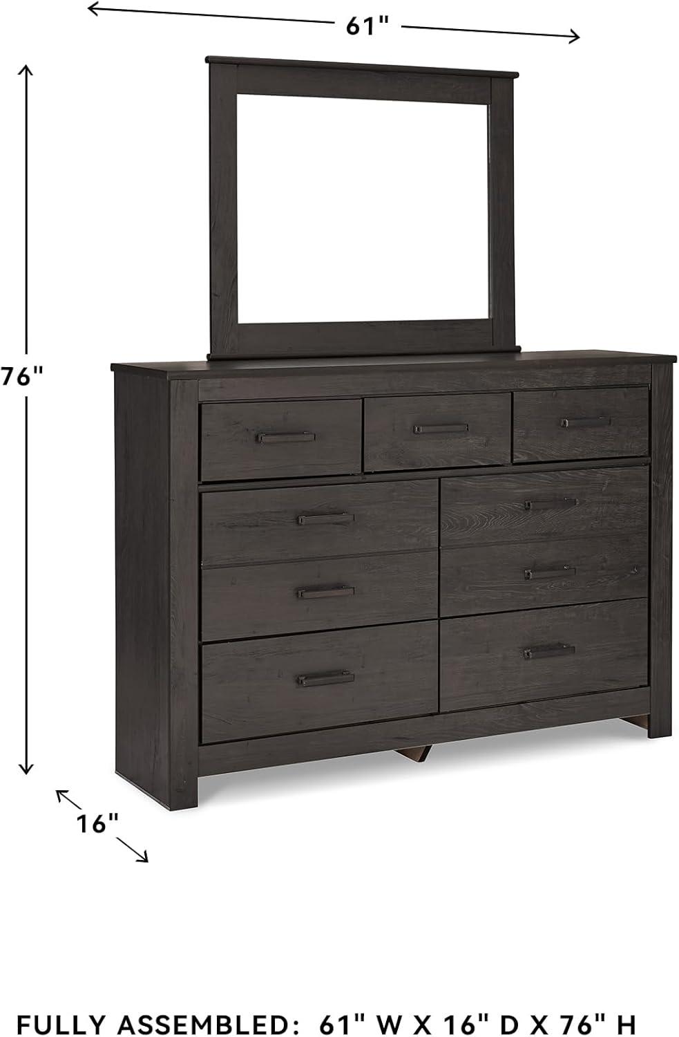 imageSignature Design by Ashley Brinxton Urban SmoothGliding 7Drawer Dresser and Mirror with Safety Stop GrayAlmost Black