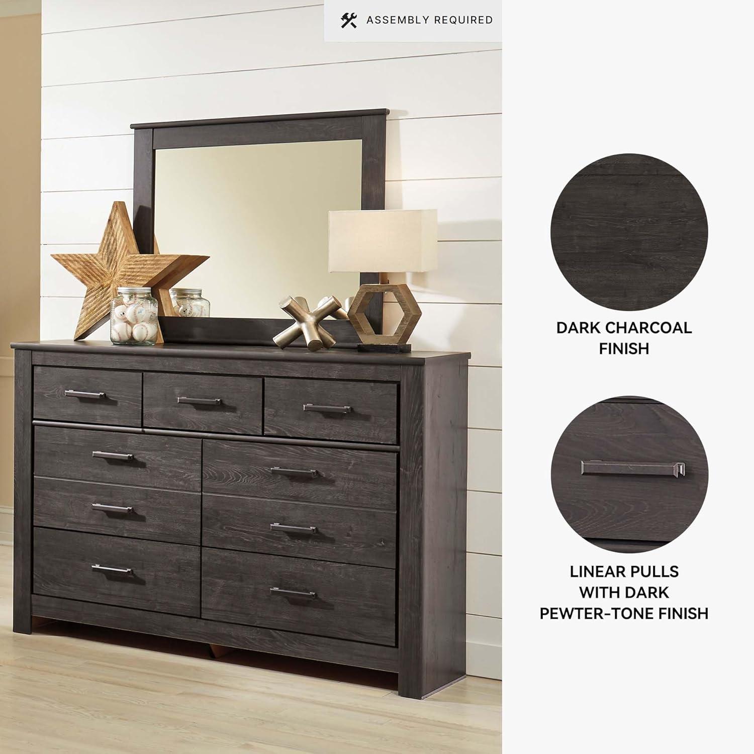 imageSignature Design by Ashley Brinxton Urban SmoothGliding 7Drawer Dresser and Mirror with Safety Stop GrayAlmost Black