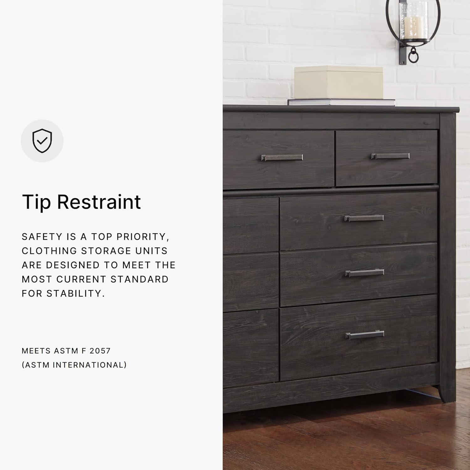 imageSignature Design by Ashley Brinxton Urban SmoothGliding 7Drawer Dresser and Mirror with Safety Stop GrayAlmost Black