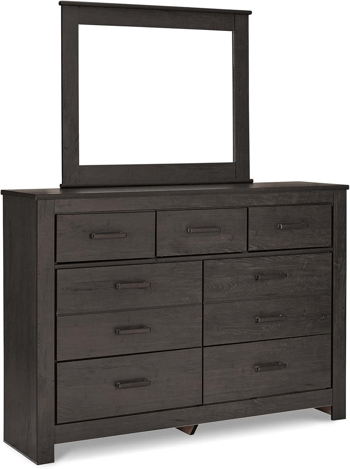 imageSignature Design by Ashley Brinxton Urban SmoothGliding 7Drawer Dresser and Mirror with Safety Stop GrayAlmost Black
