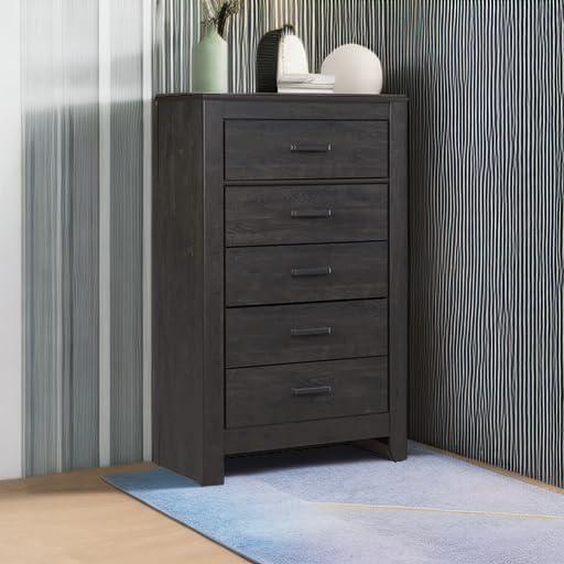 imageSignature Design by Ashley Brinxton Urban SmoothGliding 7Drawer Dresser and Mirror with Safety Stop GrayAlmost Black