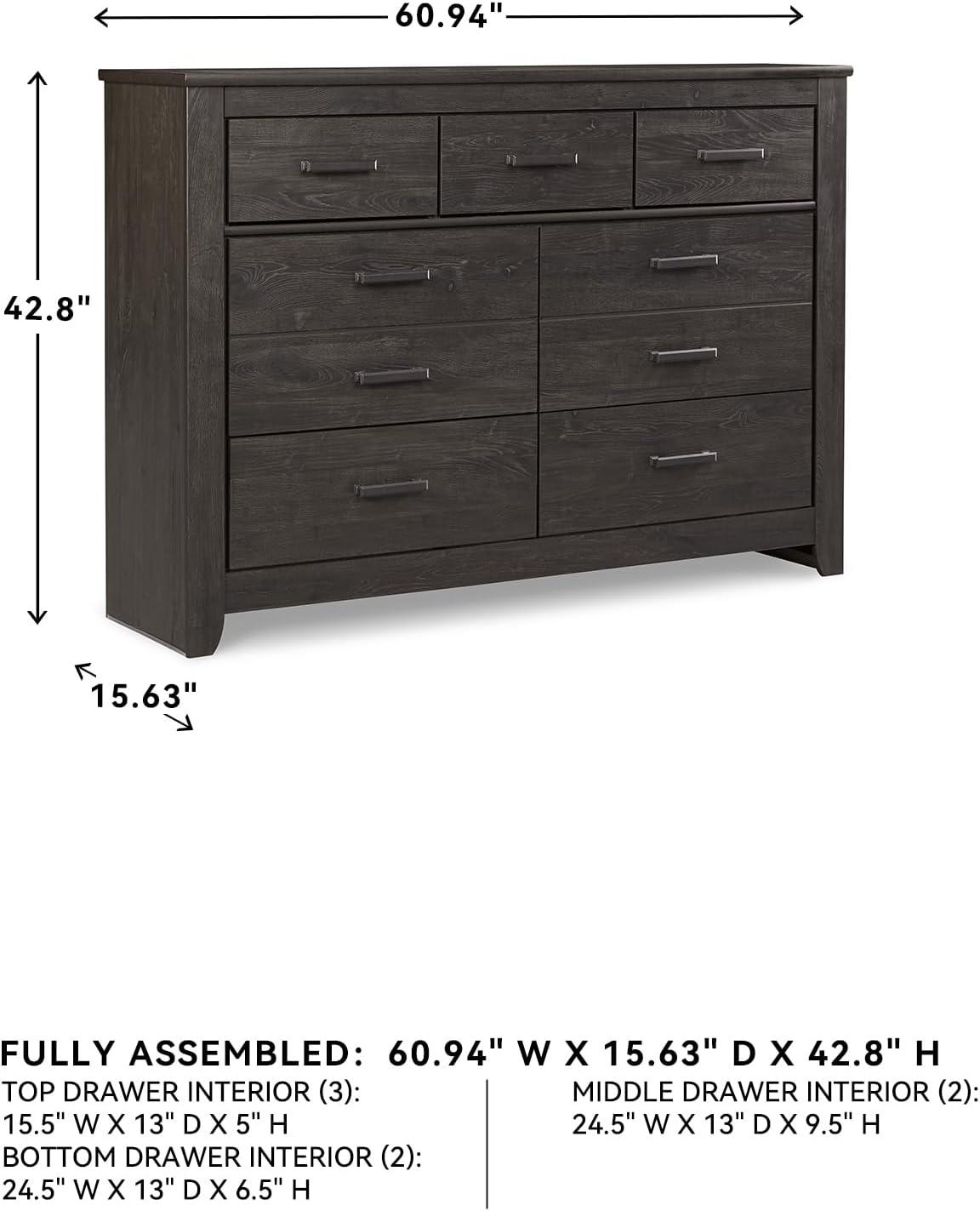 imageSignature Design by Ashley Brinxton Urban SmoothGliding 7Drawer Dresser and Mirror with Safety Stop GrayAlmost Black