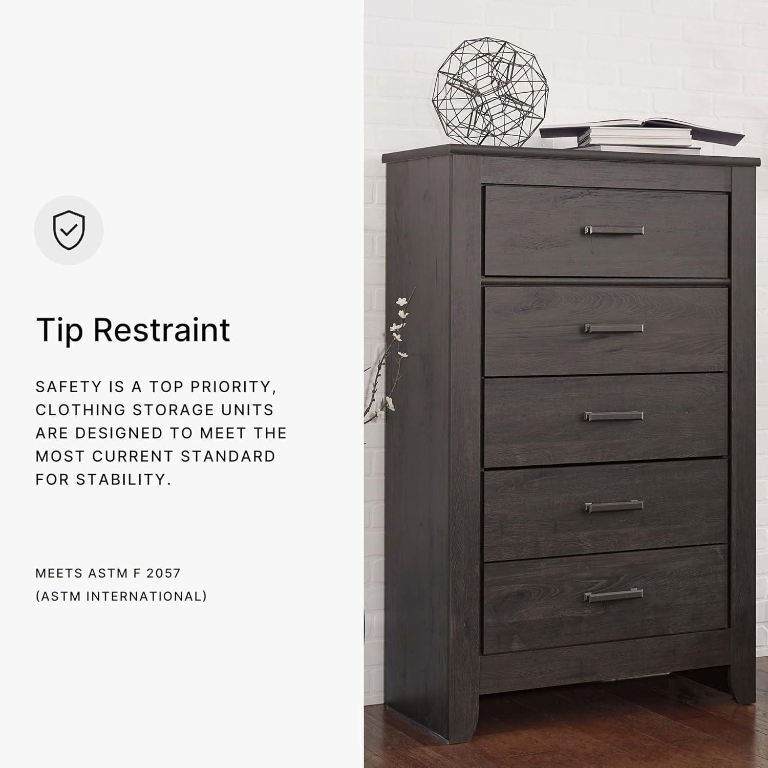 imageSignature Design by Ashley Brinxton Urban SmoothGliding 7Drawer Dresser and Mirror with Safety Stop GrayAlmost Black