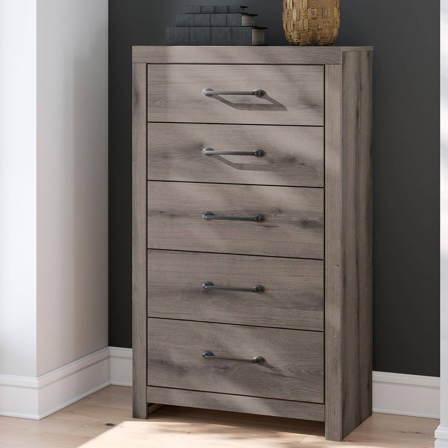 imageSignature Design by Ashley Brinxton Urban SmoothGliding 7Drawer Dresser and Mirror with Safety Stop GrayBrown Gray