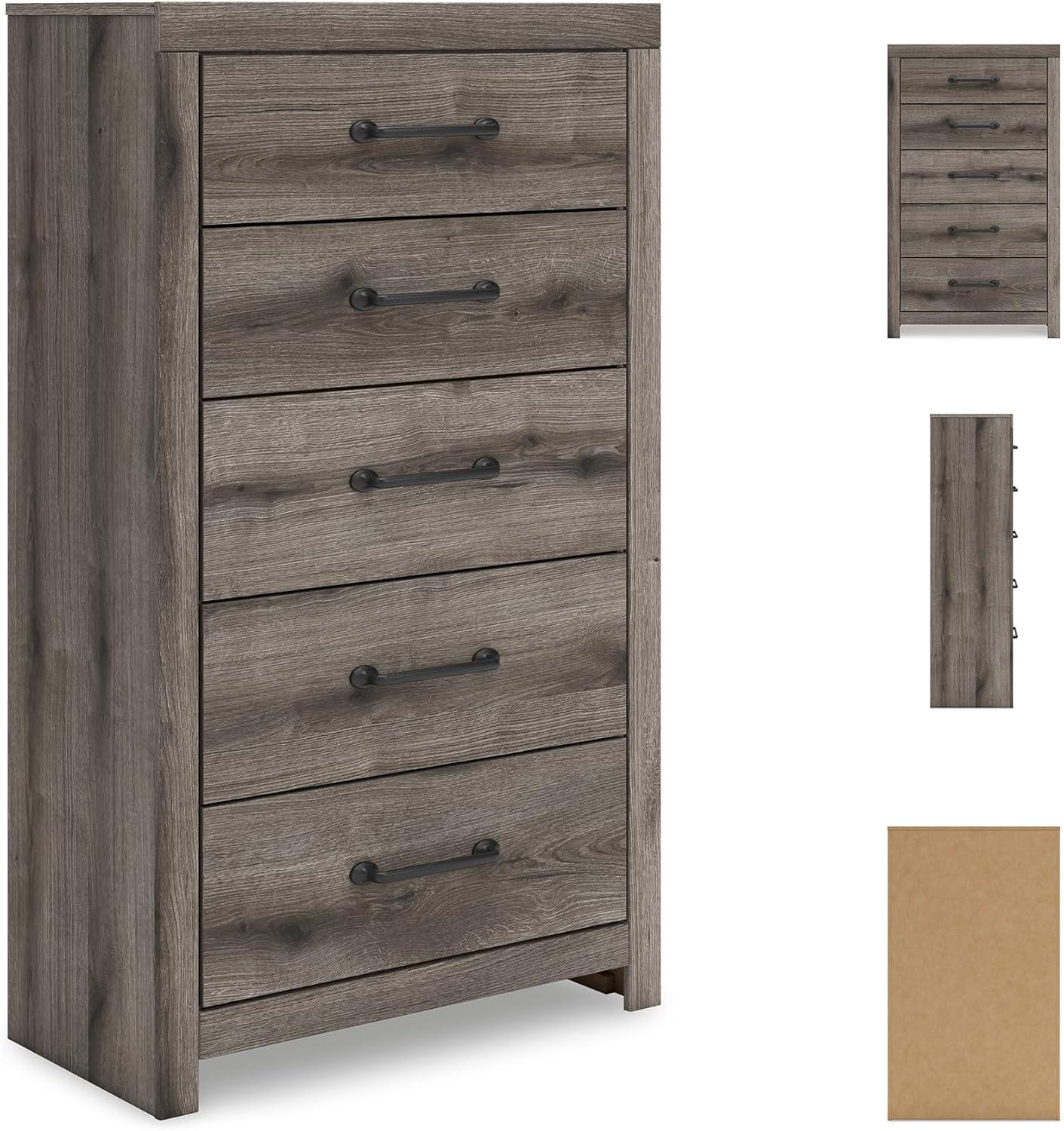 imageSignature Design by Ashley Brinxton Urban SmoothGliding 7Drawer Dresser and Mirror with Safety Stop GrayBrown Gray