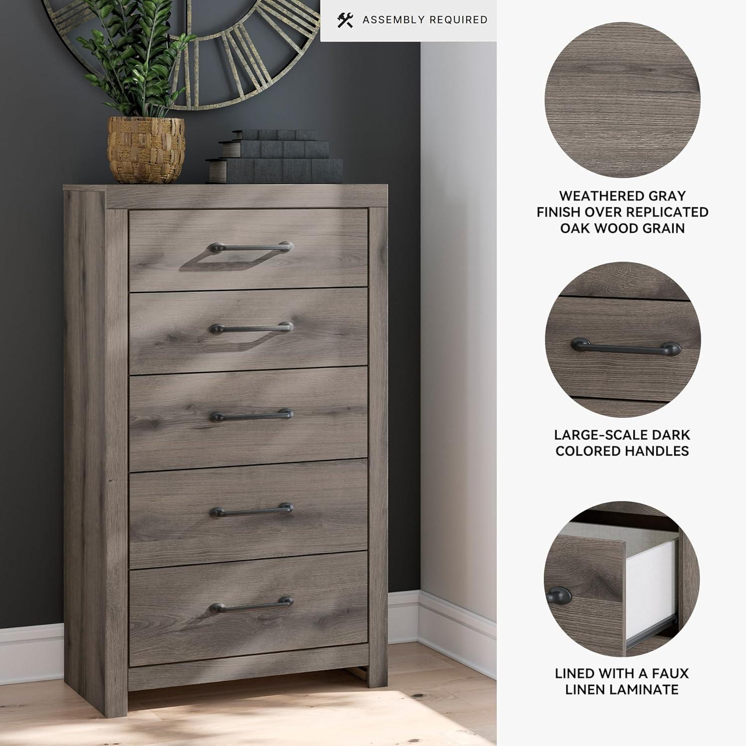 imageSignature Design by Ashley Brinxton Urban SmoothGliding 7Drawer Dresser and Mirror with Safety Stop GrayBrown Gray
