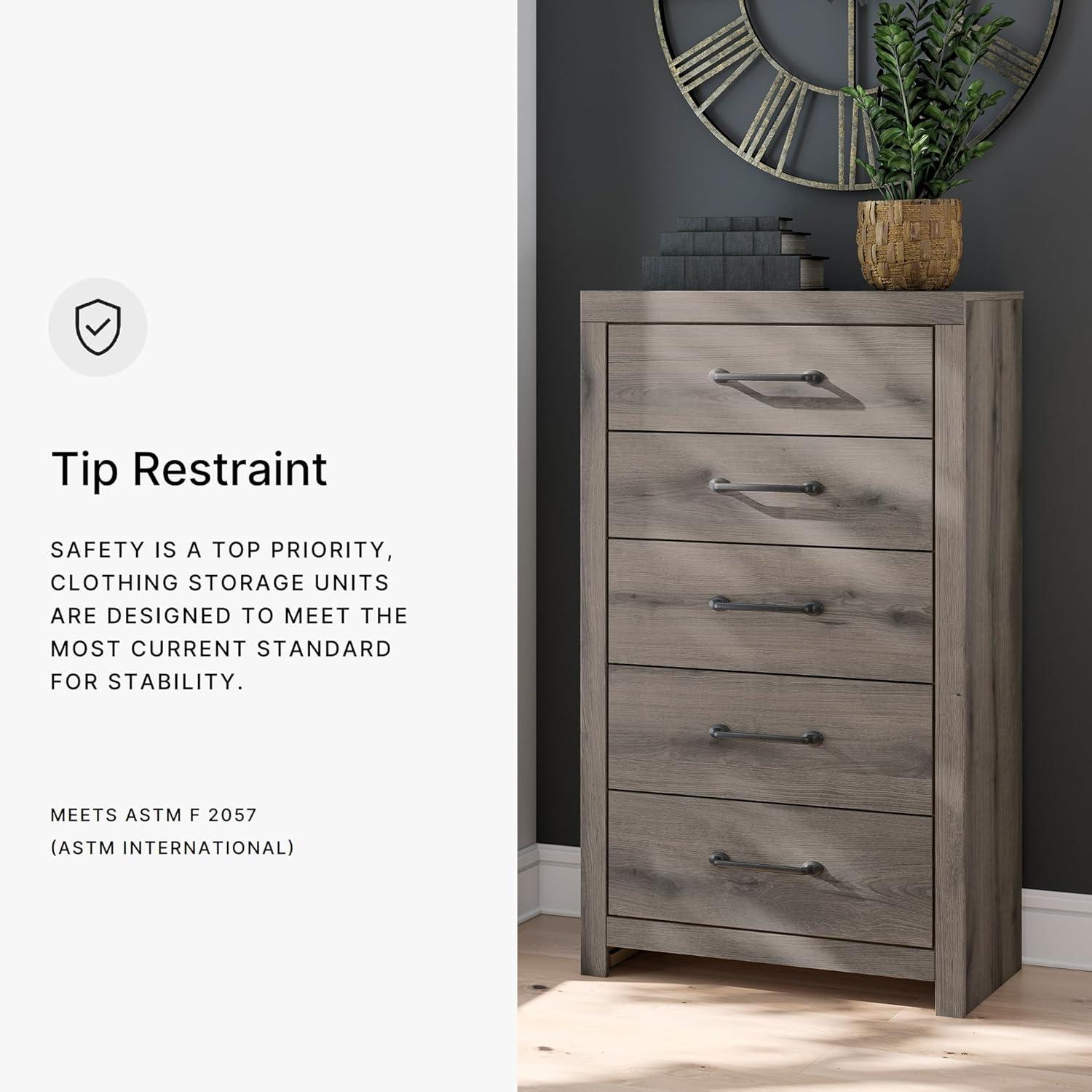 imageSignature Design by Ashley Brinxton Urban SmoothGliding 7Drawer Dresser and Mirror with Safety Stop GrayBrown Gray